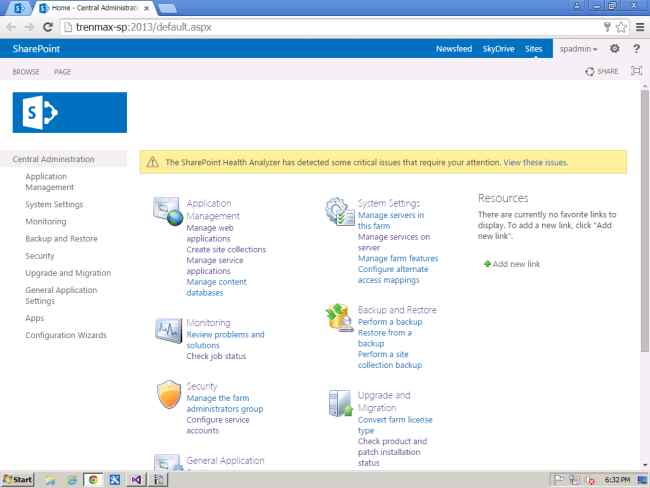 SharePoint central administration